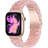 Dhwazz Band for Apple Watch Series 11 10 42mm 46mm, Women Resin Bands Stainless Steel Buckle Strap for iWatch Ultra SE 3 2 1 Series 9 8 7 6 5 4 41mm 40mm 38mm 49mm 45mm 44mm 42mm
