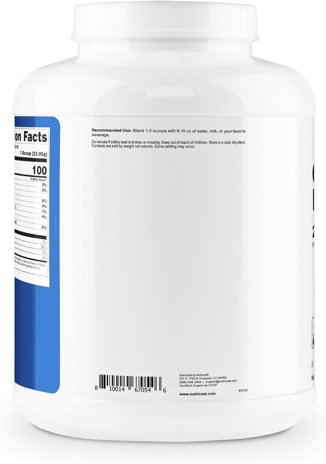Nutricost Organic Rice Protein Powder 5lbs (Unflavored) - Certified USDA Organic, 20G of Rice Protein Per Serv, Non-GMO: Health & Personal Care