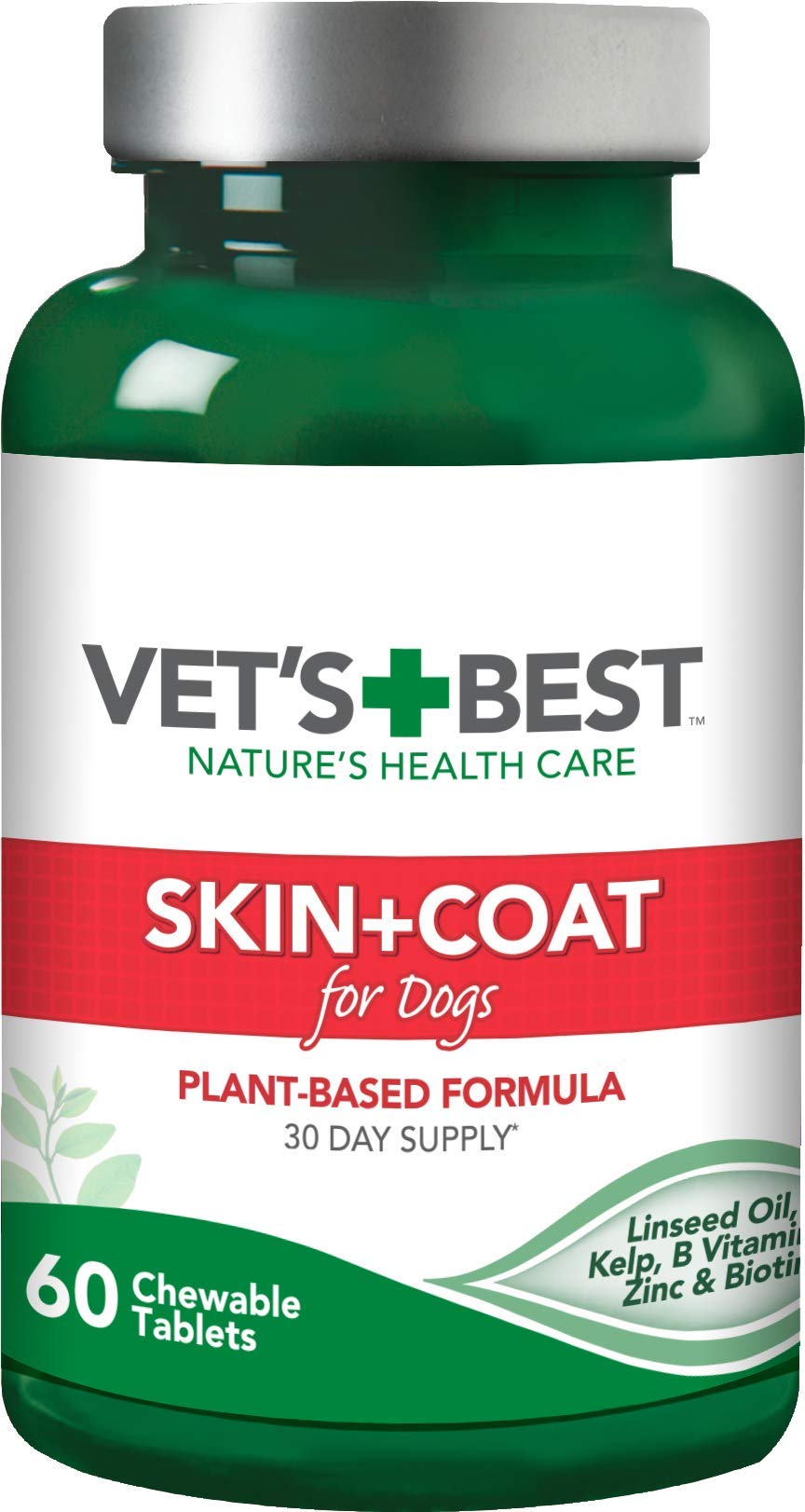 Vet's Best Skin & Coat Dog Supplements | Relieve Dogs Skin Irritation and Shedding Due to Seasonal Allergies or Dermatitis | 60 Chewable Tablets