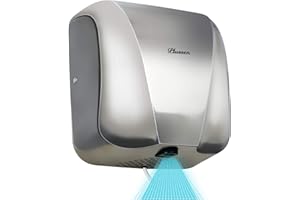 PLUSSEN Automatic Commercial Hand Dryers for Bathrooms Commercial 1800W Heavy Duty Stainless Steel Hot Air Compact Electric Hand Dryer Blower, Fast Drying in 10 Seconds (Silver 2)
