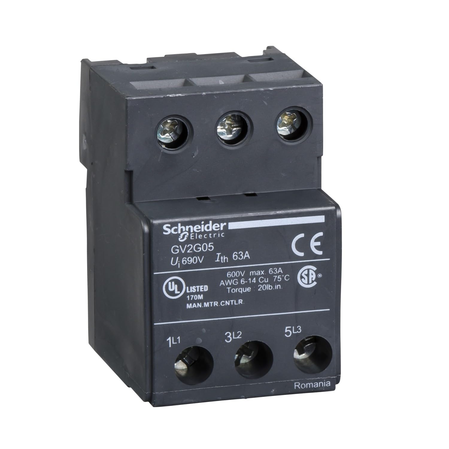 Schneider Electric, TeSys GV2, TeSys D and TeSys U - terminal block - 3P - for GV1L3