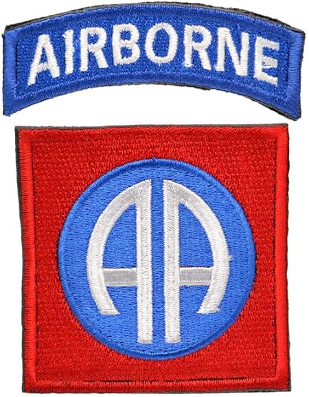 Amazon タブ付 第空挺師団 米陸軍 ワッペン エアボーン 部隊章 ベルクロ付 赤青白 ワッペン アップリケ 通販