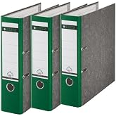 Leitz 180&deg; A4 Board Lever Arch File 80mm Green - Pack of 3