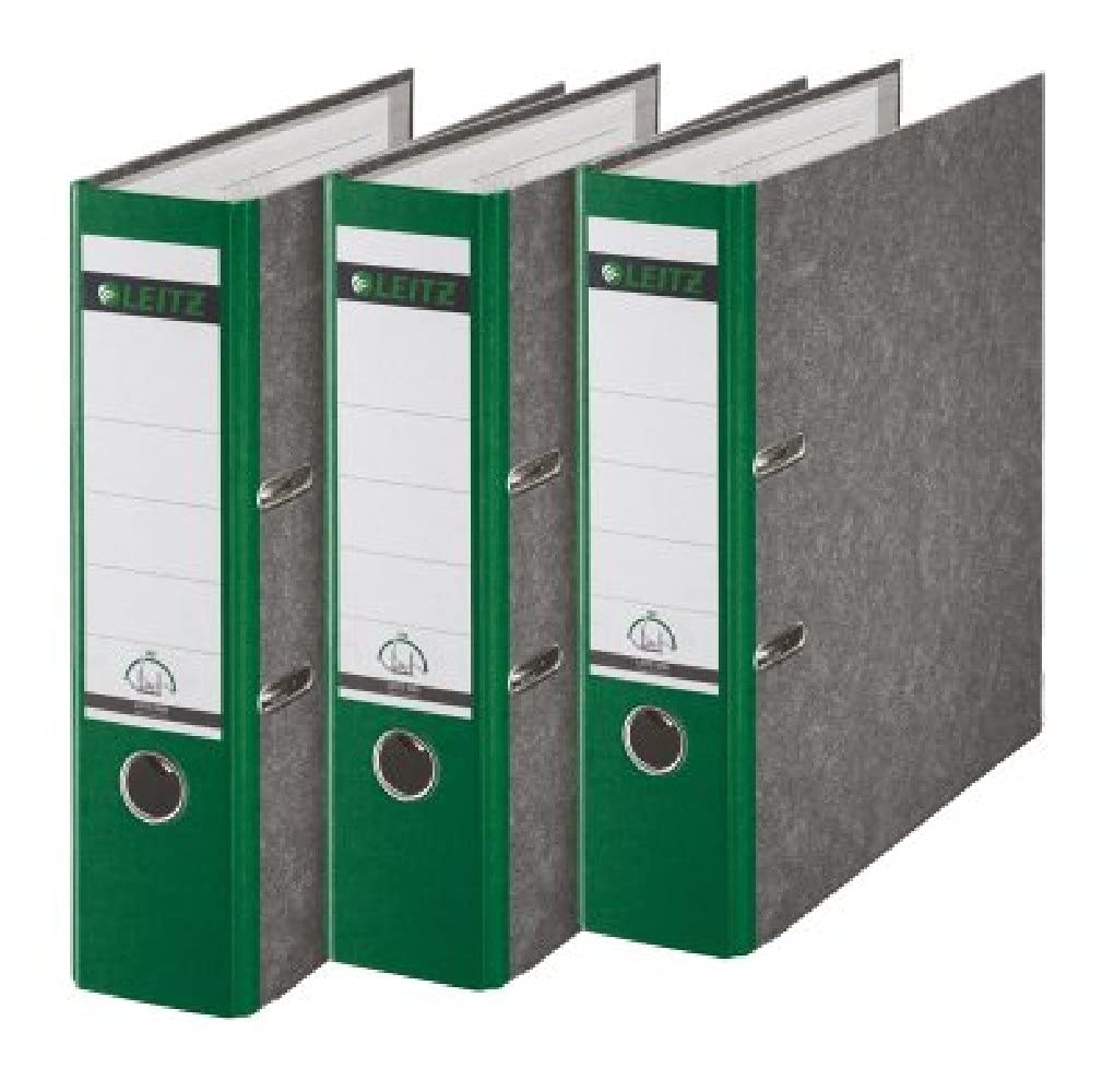 Leitz 180° A4 Board Lever Arch File 80mm Green - Pack of 3