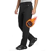 wantdo Men's Fleece Lined Hiking Pants Waterproof Insulated Winter Warm Softshell Ski Snow Outdoor Snowboard Pants