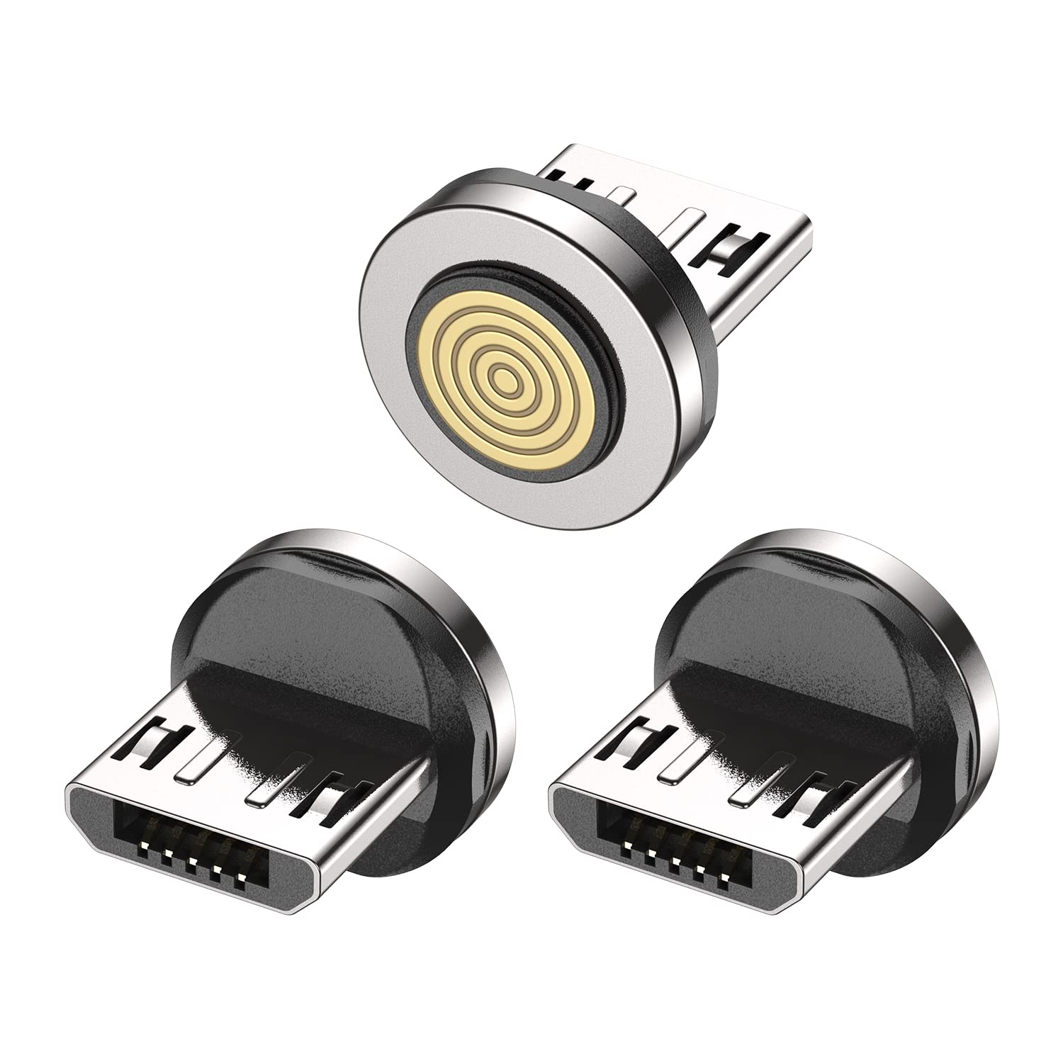 VAFOTON Micro USB Fast Charging Magnetic Charging Cable Adapter [3-Pack], 9-Pin Magnetic Connector Tip Heads 360° Rotating Plug for Small Fan/Micro USB Device
