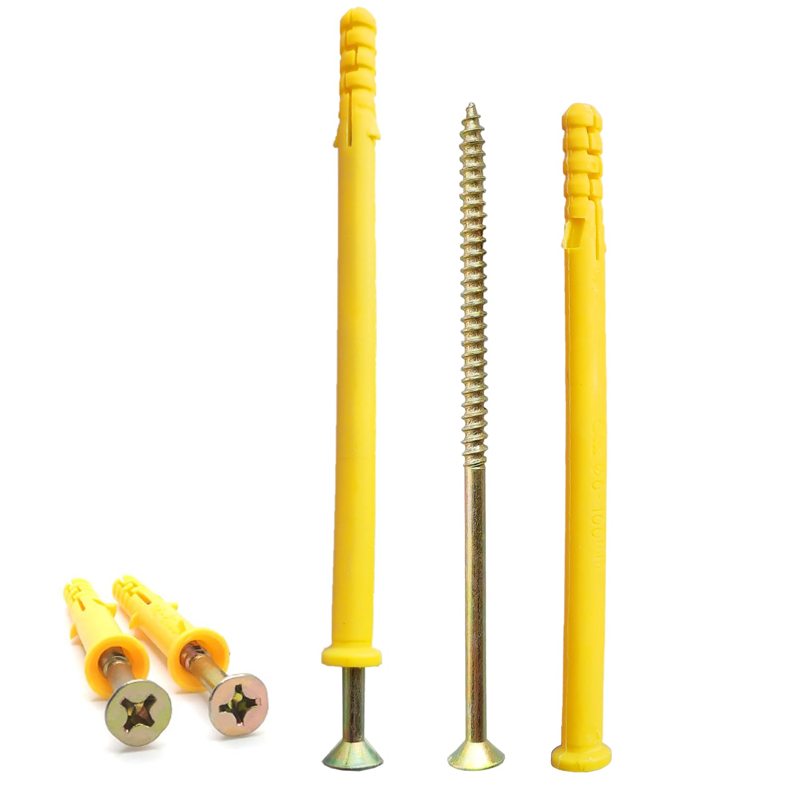 96 Pcs Wall Plugs for Brick,48 x M4*100 Masonry Self Tapping Screws,48 x M6*100 Expansion Pipe Anchor Bolts,Raw Plugs for Brick Wall,Heavy Duty Wood Screws and Wall Plug Kit for Concrete Drywall