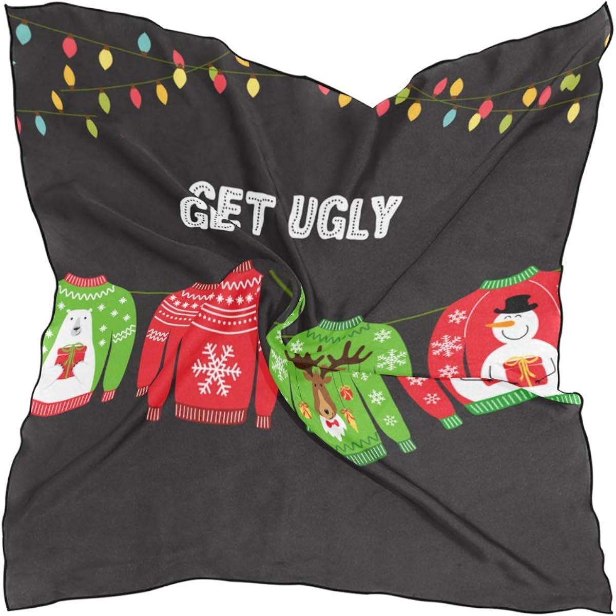 Soft Polyester Silk Hood Scarves For Women Fashion Print Ugly Funny