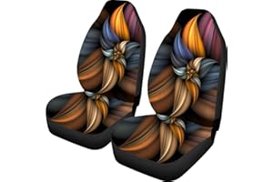 TOADDMOS 3D Colorful Floral Print Auto Car Seat Covers Front Seats Only 2 PCS for Women Ladies,Universal Car Interior Accessories Decoration