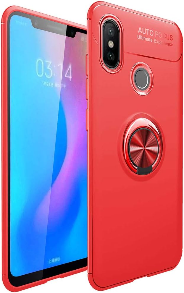 WindCase VIVO Y91 / Y95 Case, 360 Degree Rotating Ring Clip Holder Case (Compatible with Magnetic Car Mount) Resilient TPU Drop Protection Case Cover for VIVO Y91 / Y95 Red