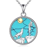 ZPMMPZ Amulet Necklace 925 Sterling Silver Round Pendant Necklace Turquoise Jewelry Gifts for Women Men