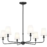 Kichler Pallas 6-Light Chandelier in Black, Classic Ceiling Light Fixture with Optional Bell Tapered Shades for Foyer, Living