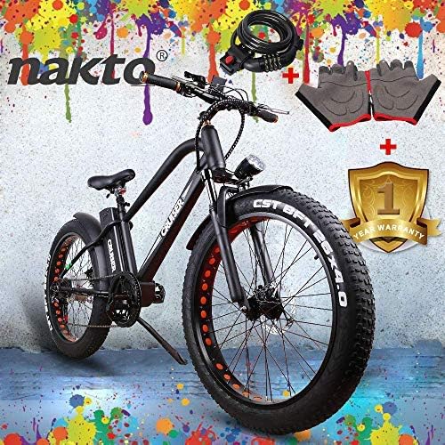 NAKTO Electric Bike Mountain Ebike with 300W/350W/500W 36V/48V Lithium Battery (500W48V10A)
