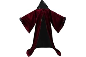LuckyMjmy Velvet Wizard Robe with Satin Lined Hood and Sleeves