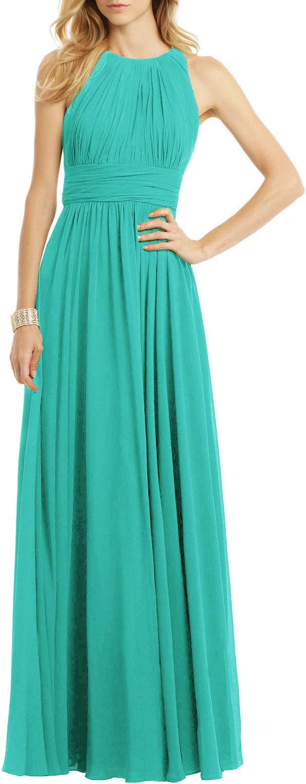 Long Bridesmaid Dresses Chiffon Formal Evening Prom Dress Wedding Maxi Gown Sleeveless