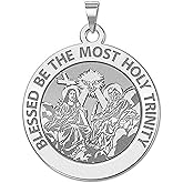 PicturesOnGold.com Holy Trinity Religious Medal - 2/3 Inch Size of Dime, Sterling Silver