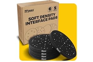 TPmax 5 Pack 6 Inch Sanding Interface Pads, Hook and Loop - 6 Inch Soft Density Sponge Cushion Buffer Backing Pads with 49-Hole Foam Interface Pads for Orbital Sander Woodworking