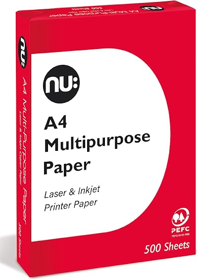 nu: A4 Multi-Purpose Paper 500 Sheets White Smooth for Inkjet Laser Copier