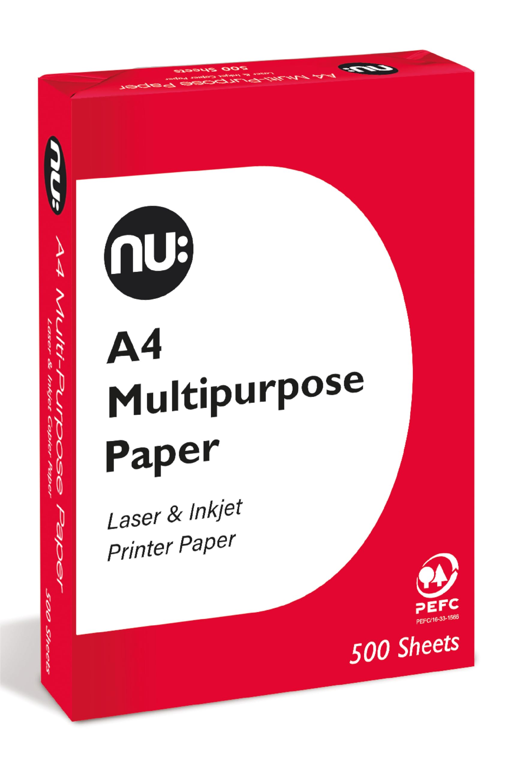 nu: A4 Multi-Purpose Printer Paper | White | 500 Sheets | Smooth Surface | Suitable for Inkjet, Laser & Copier Use | Ideal for Home & Office