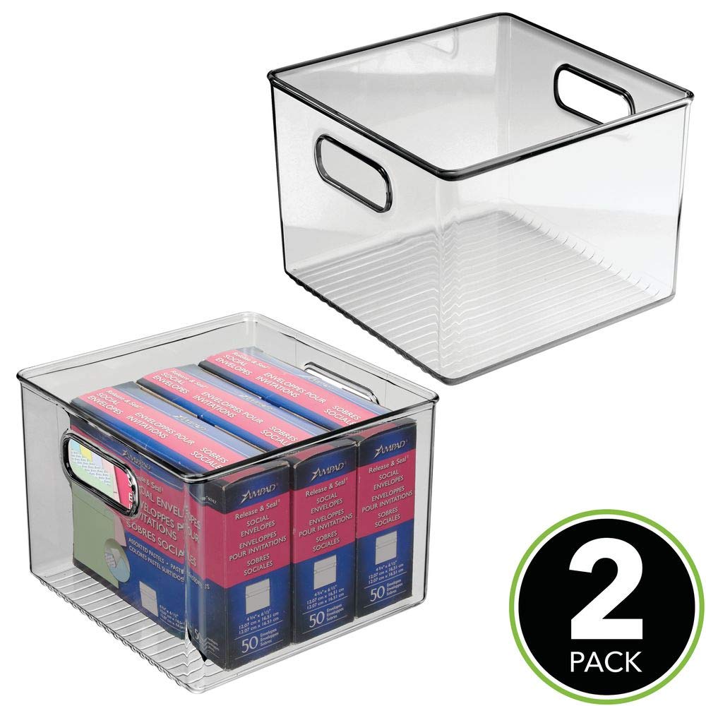 Organizador de escritorio en plástico gris Caja de almacenaje para