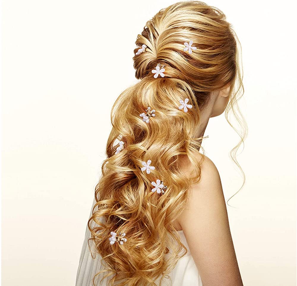 10 Pcs Small Mini Pearl Claw Clips with Flower Design, Sweet Artificial Bangs Clips Decorative Hair Accessories for Women Girls - Image 6
