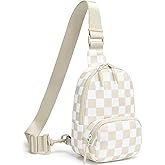 AMZFROG Small Checkered Sling Bag for Women Nylon Crossbody Bags Trendy Chest Travel Fanny Pack Purse