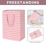 TIMEYARD Large 75L Laundry Hamper Set of 2 Pink with Handles 43x28x60 cm view 4
