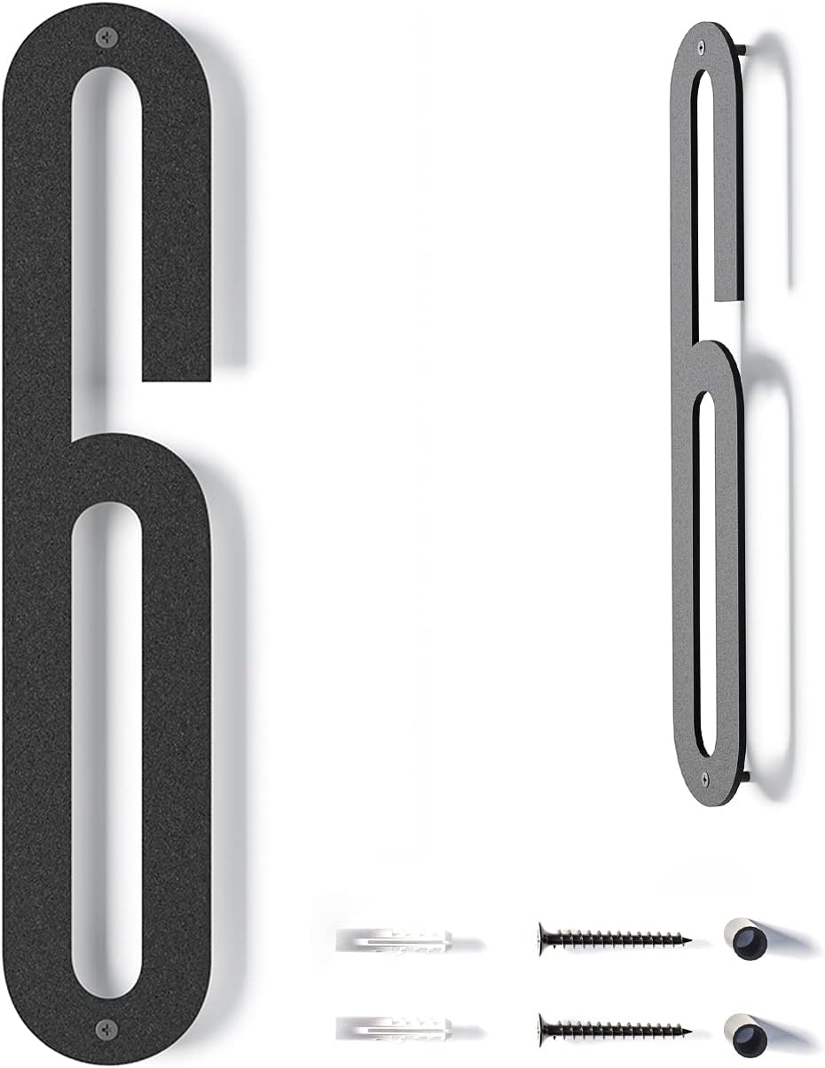 Address Signs - 12 Inch Modern Floating House Numbers | Large Metal House Numbers for Outdoors | Black Coated Rust-Proof Home Address Numbers