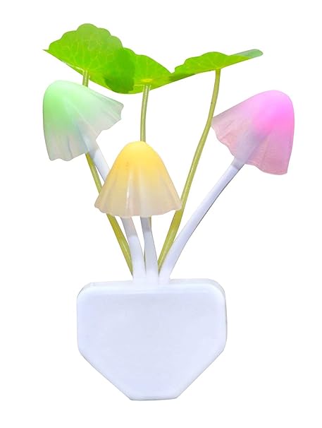 InspireCloud Plastic Energy Saving Colour Changing Automatic Sensor Mushroom Shaped Night Lamp (Multicolour)