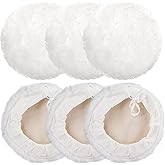 Linkstyle 6PCS 7 Inch Wool Buffing Pads Kit, Lambs Wool Polishing Bonnet Pads with Drawstring, Drill Buffer Polisher Attachment for Car Detailing, Furniture, Glass, Metal, DIY Polishing