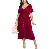 SCOMCHIC Women Plus Size Dresses Short Sleeve Sweetheart Neckline Wedding Guest Cocktail Twist Front A Line Maxi Dress