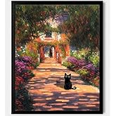 Hamduker Garden Black Cat Wall Art Pictures Funny Preppy Cat Posters Wall Art Decor Farmhouse Gallery Aesthetic Wall Art for Living Room Bedroom Decorations (Size: 8''x10''x1pcs)