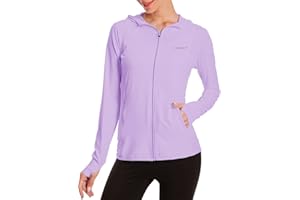 HUGUT Women's UPF 50+ Sun Protection UV Jacket - Zip Up Hoodie Long Sleeve Hiking Fishing SPF Performance Shirt with Thumbhole