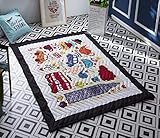 Baby Kids Play Mat Cotton Crawling Cushion, Kids Room Rug Floor Gym, Non-Toxic Non-Slip Washable Reversible Room Decor Floor Rug, Activity Floor Carpet (Bus)
