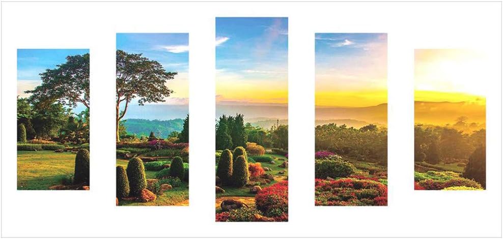 DIY 5D Diamond Painting Kit,5 Panels Painting Cross Stitch Full Drill Crystal Rhinestone Embroidery Pictures Arts Craft Canvas for Home Wall Decoration Gift,Magnificent Scenery