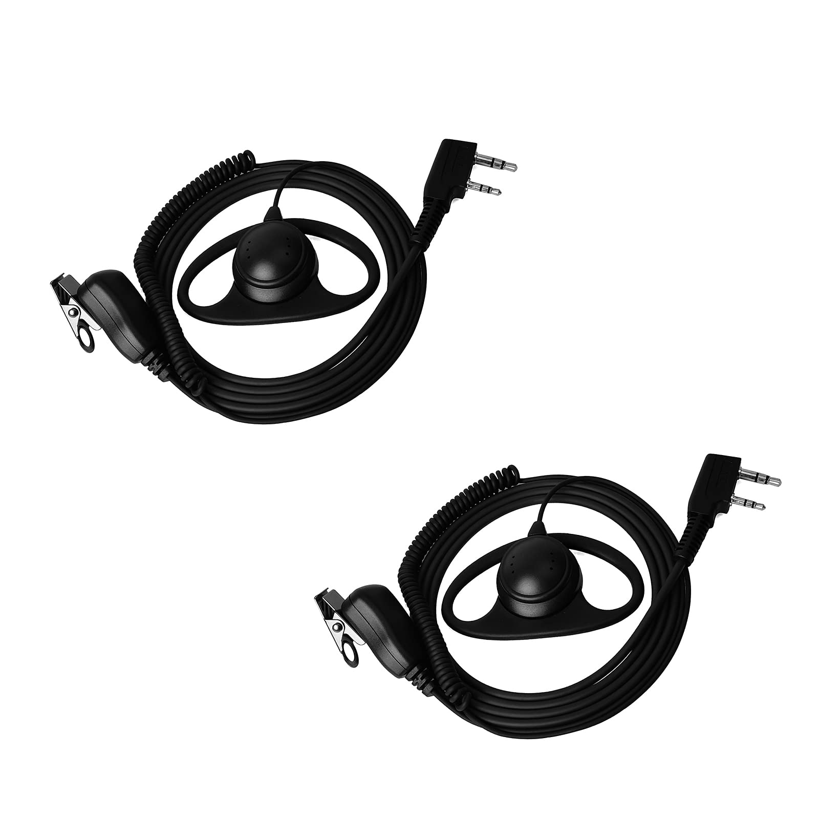 UAYESOK Walkie Talkie Earpiece 2 Pin D-Shape Police Security Radio Headset with PTT Mic Microphone For Baofeng UV-5R BF-888S UV-82HP Kenwood TK250 TK-3160 TYT Two Way Radio (Pack of 2)