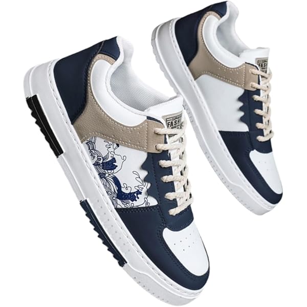 markabu Men's Trendy Colour Block High Top Skateboard Shoes, Comfy Non Slip Lace