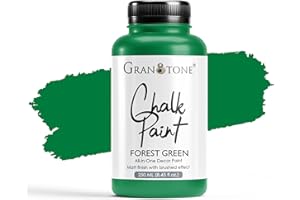 GRANOTONE Chalk Paint for Furniture, Matt-Finish Water-Based Acrylic Paint for Wood, Walls, Metal, Glass, Paper, Fabric Canvas, Maximum Coverage Chalk Paint for Kids & Adults, 250 Ml (FOREST GREEN)