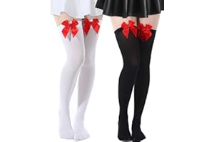 SATINIOR 2 Pairs Knee High Socks with Bows Women Thigh High Socks Highs Stockings over Knee Long Stockings