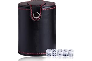 XUANYUQL Dice Cup Pu Leather Dice Storage Tool Fashion Felt Lining Quiet Dice Shaker for Enjoy with Friend and Family in Party(5 dice Included)