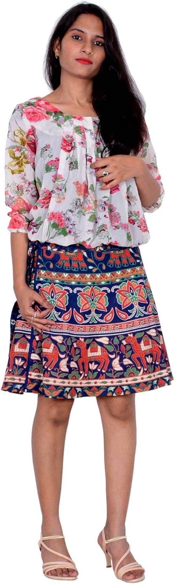 Buy Jaipuri Print Rajasthani Wrap around Printed Skirt for Women
