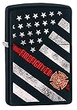 Zippo Lighter: Firefighter Flag - Black Matte 79929