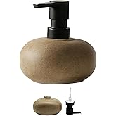 Ceramic Soap Dispenser, Vintage Brown Stone Soap Dispenser for Bathroom Countertop or Kitchen, Designed for Hand Soap, Shampoo, or Conditioner (300ml/10oz)