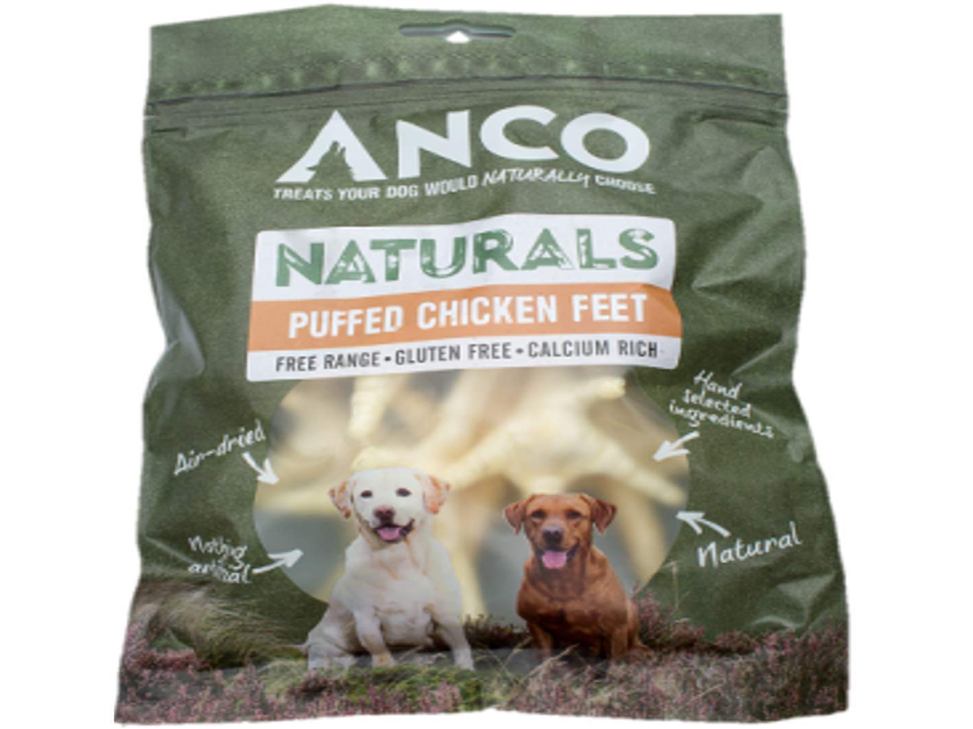 Anco Naturals Puffed Chicken Feet Dog/Puppy Treats - 80g