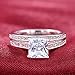 FENDINA Womens Luxurious 18k White Gold Plated Wedding Engagement Bands Princess Cut CZ Crystal Solitaire Anniversary Promise Rings Set