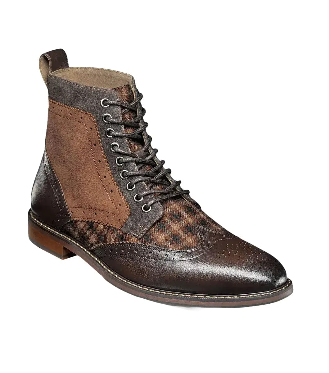 Stacy Adams Men’s Finnegan Wingtip Boot, BROWN MULTI, 14M
