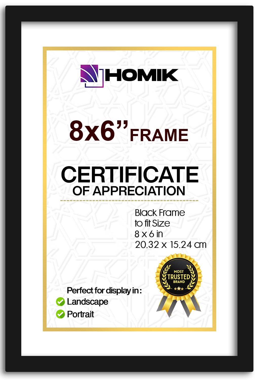 HOMIK Black Photo Picture Display Frame with Elegant Classic Design Home Décor Frame Perfect For Gifting (8 x 6 Inch)