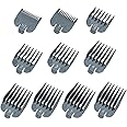 Clipper Guards Set Fits for Most Wahl Clippers and Babyliss FX870, Clipper Guides Replacement - 1/16" to 1", 10 Piece Set, Grey Color