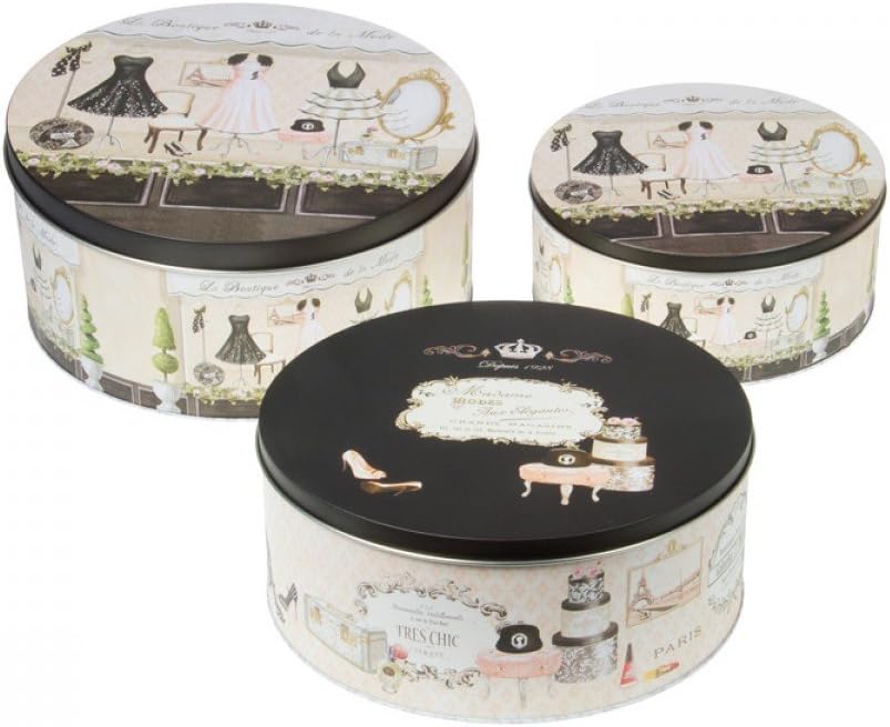 R2S - Caja Metalica con Decorado Moda - Juego de 3: Amazon.es: Hogar