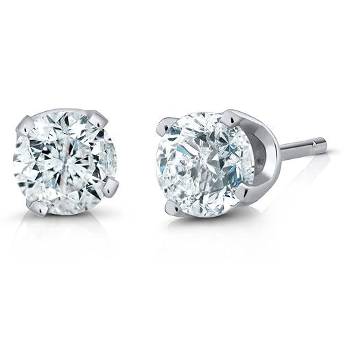 Gem Stone King IGI Certified 14K White Gold Diamond Stud Earrings